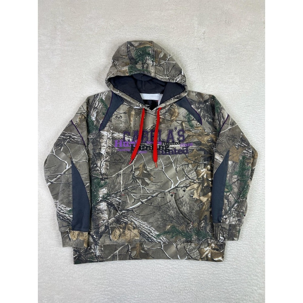 Cabela's Hoodie Women's XL Camo Fleece Pullover Hunting Graphic‎ Outdoor